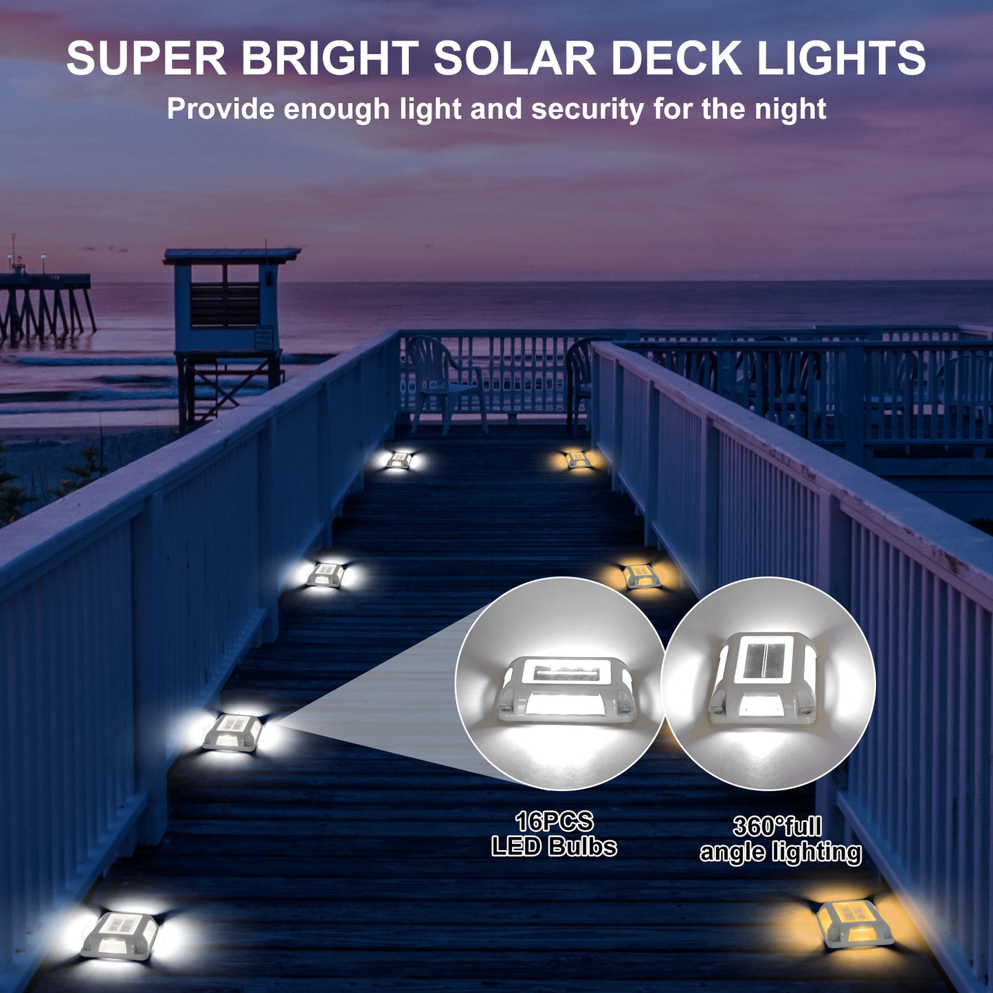 16LEDs Rectangle Solar Ground Light, IP65 Waterproof Driveway Marker, Step Light for Deck Pathway Garden