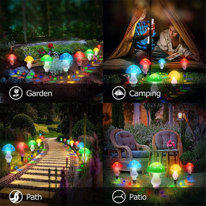 8 Modes Solar Mushroom Light For Garden Outdoor Decor Waterproof Pathway Lamp Yard Landscape Hallow 3