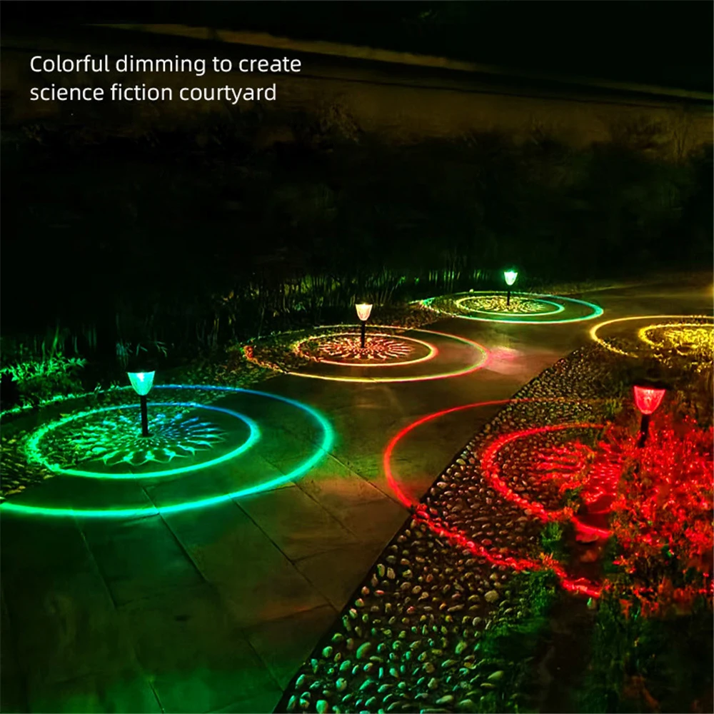 Solar Pathway Lights Outdoor Waterproof, Round Lighting Pattern for Yard, Garden Path, Walkway Decor