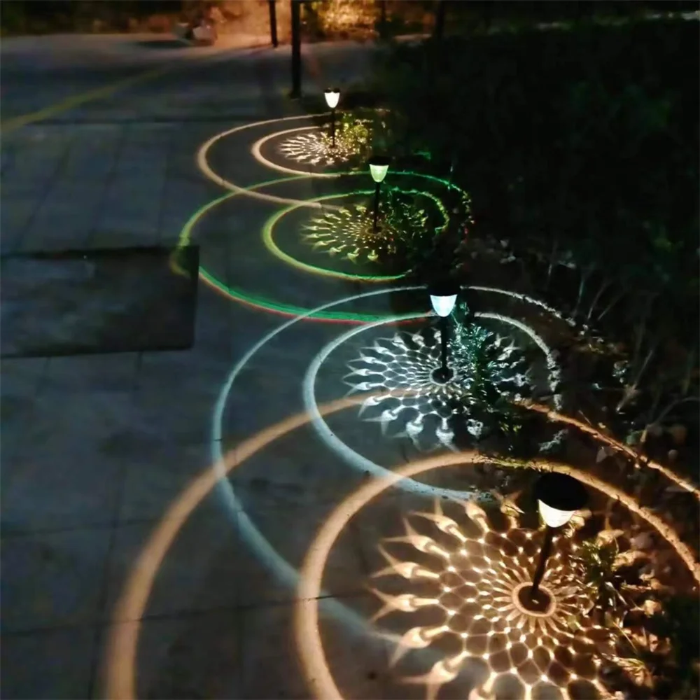 Solar Pathway Lights Outdoor Waterproof, Round Lighting Pattern for Yard, Garden Path, Walkway Decor