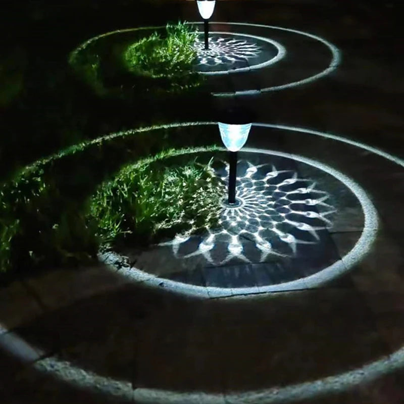 Solar Pathway Lights Outdoor Waterproof, Round Lighting Pattern for Yard, Garden Path, Walkway Decor