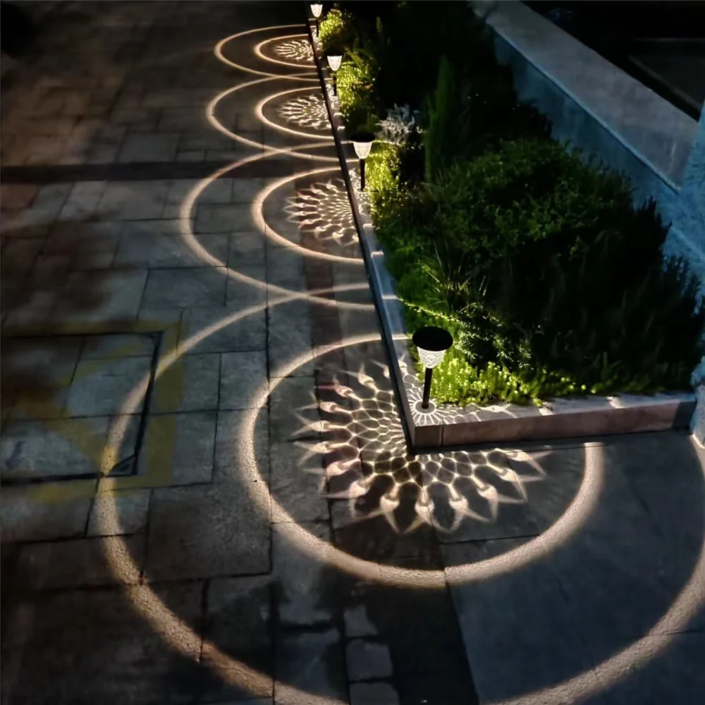 Solar Pathway Lights Outdoor Waterproof, Round Lighting Pattern for Yard, Garden Path, Walkway Decor