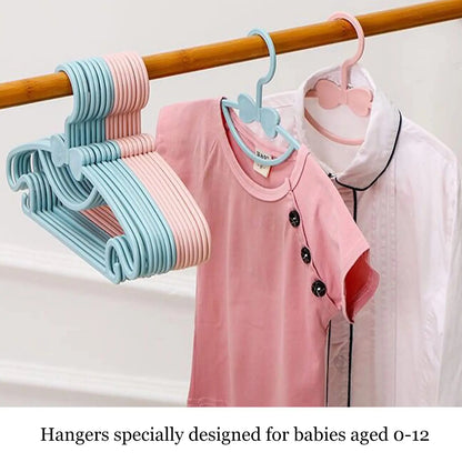 10pcs Baby Hanger Set, Cute Kids Clothes Hanger Rack Display with Non-Slip Clips