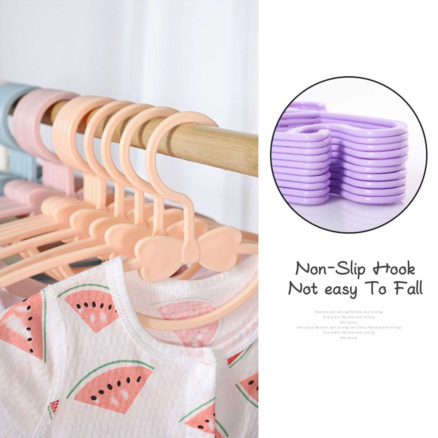 10pcs Baby Hanger Set, Cute Kids Clothes Hanger Rack Display with Non-Slip Clips