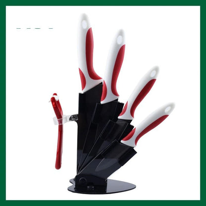 Ceramic Kitchen Knife Set With Peeler And Organizer Stand 13