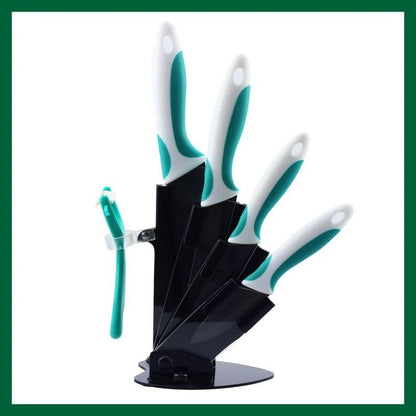 Ceramic Kitchen Knife Set With Peeler And Organizer Stand 14