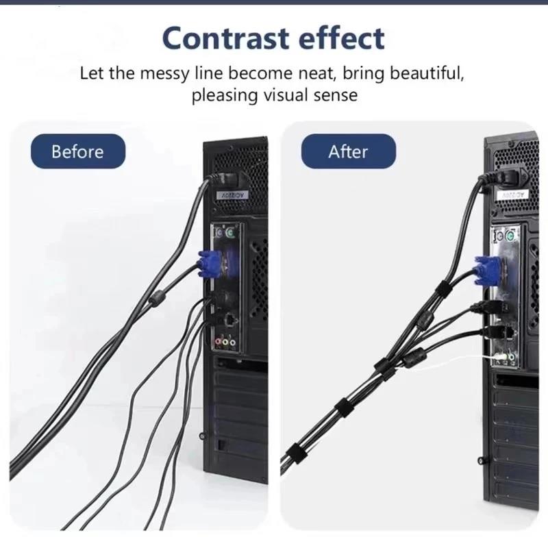 5M Cable Manager Reusable Velcro Cable Tie, Nylon Wire Organizer, Free Cut Desk Cable Binding Tape for Data Wire Storage