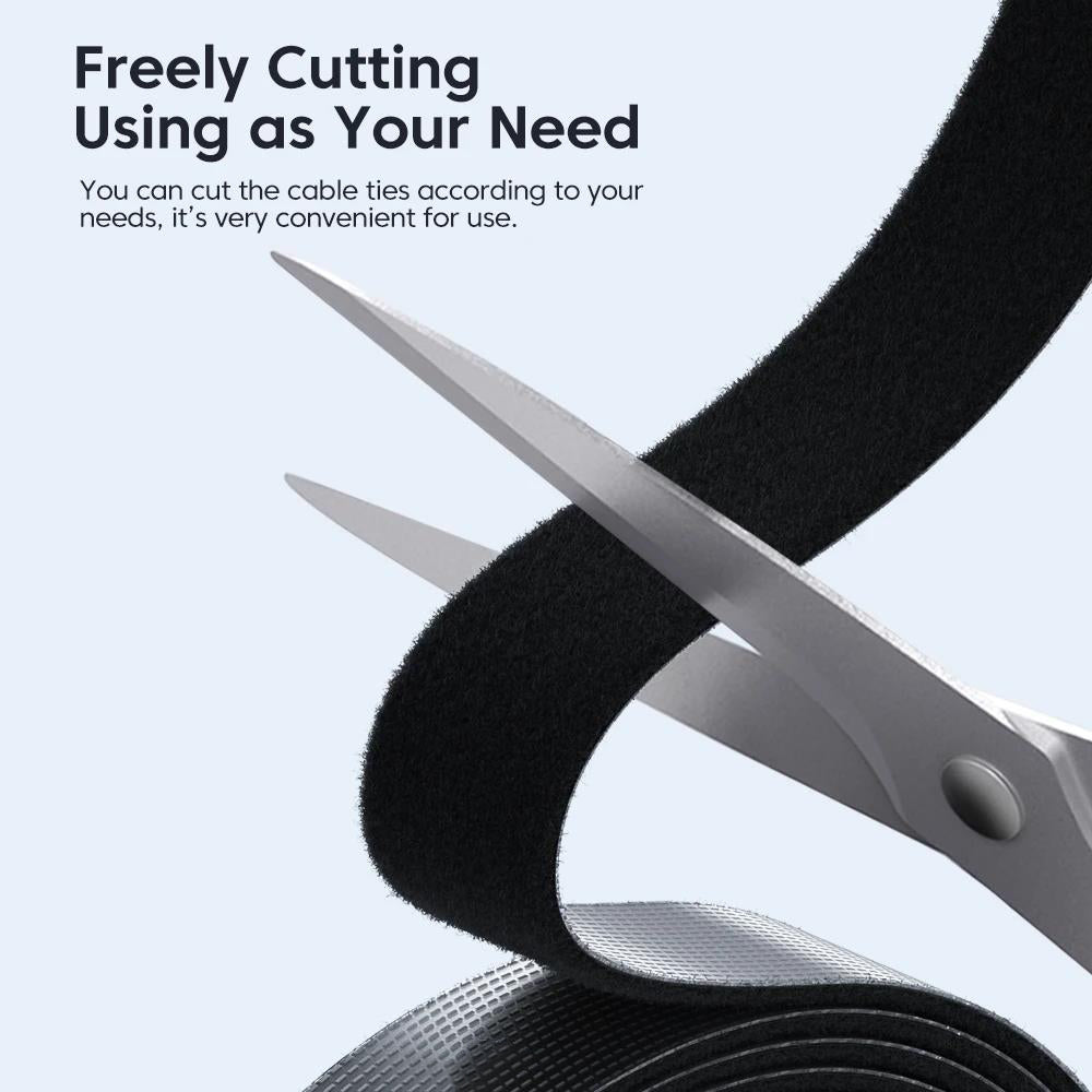 5M Cable Manager Reusable Velcro Cable Tie, Nylon Wire Organizer, Free Cut Desk Cable Binding Tape for Data Wire Storage