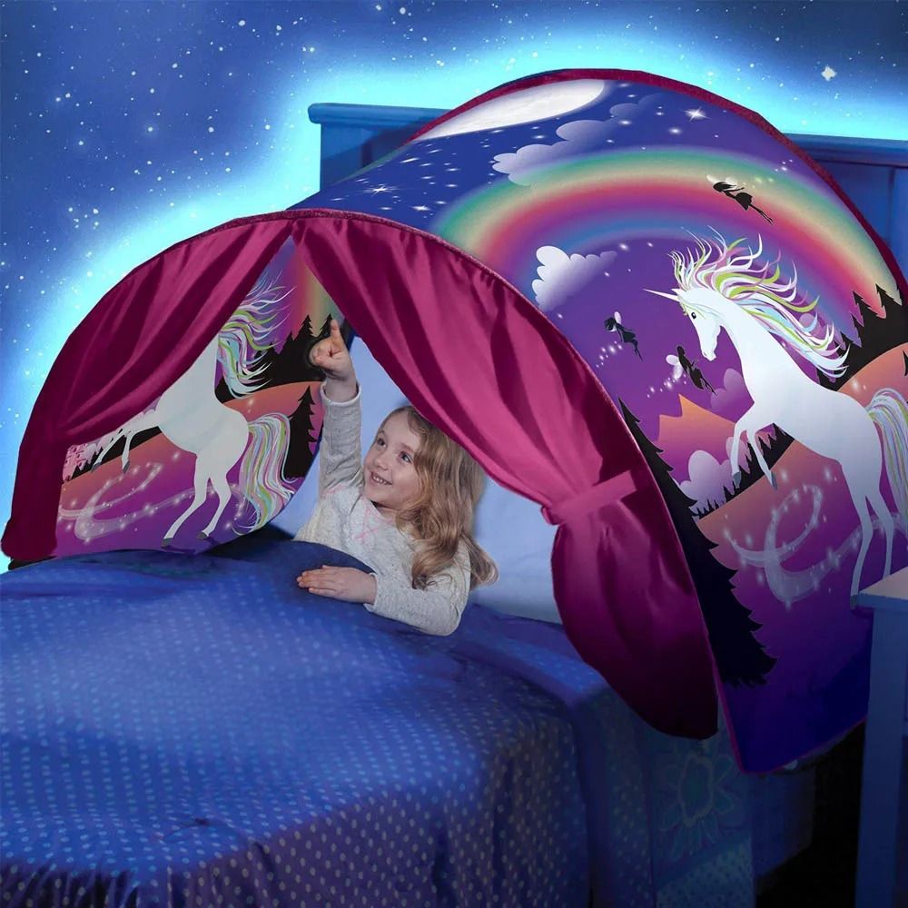 Dream Tent With Light Show And Storage Pocket For Kids Bed 9