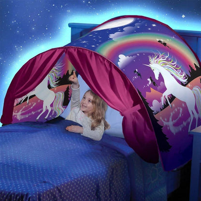 Dream Tent With Light Show And Storage Pocket For Kids Bed 9