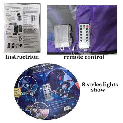 Dream Tent With Light Show And Storage Pocket For Kids Bed 3