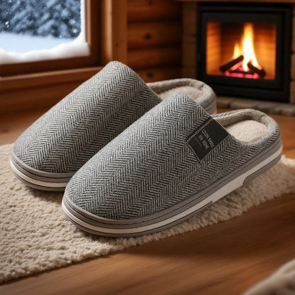 Winter Cotton Slippers for Men and Women Non Slip Indoor Slides Plush Warm Couple Flats Shoes