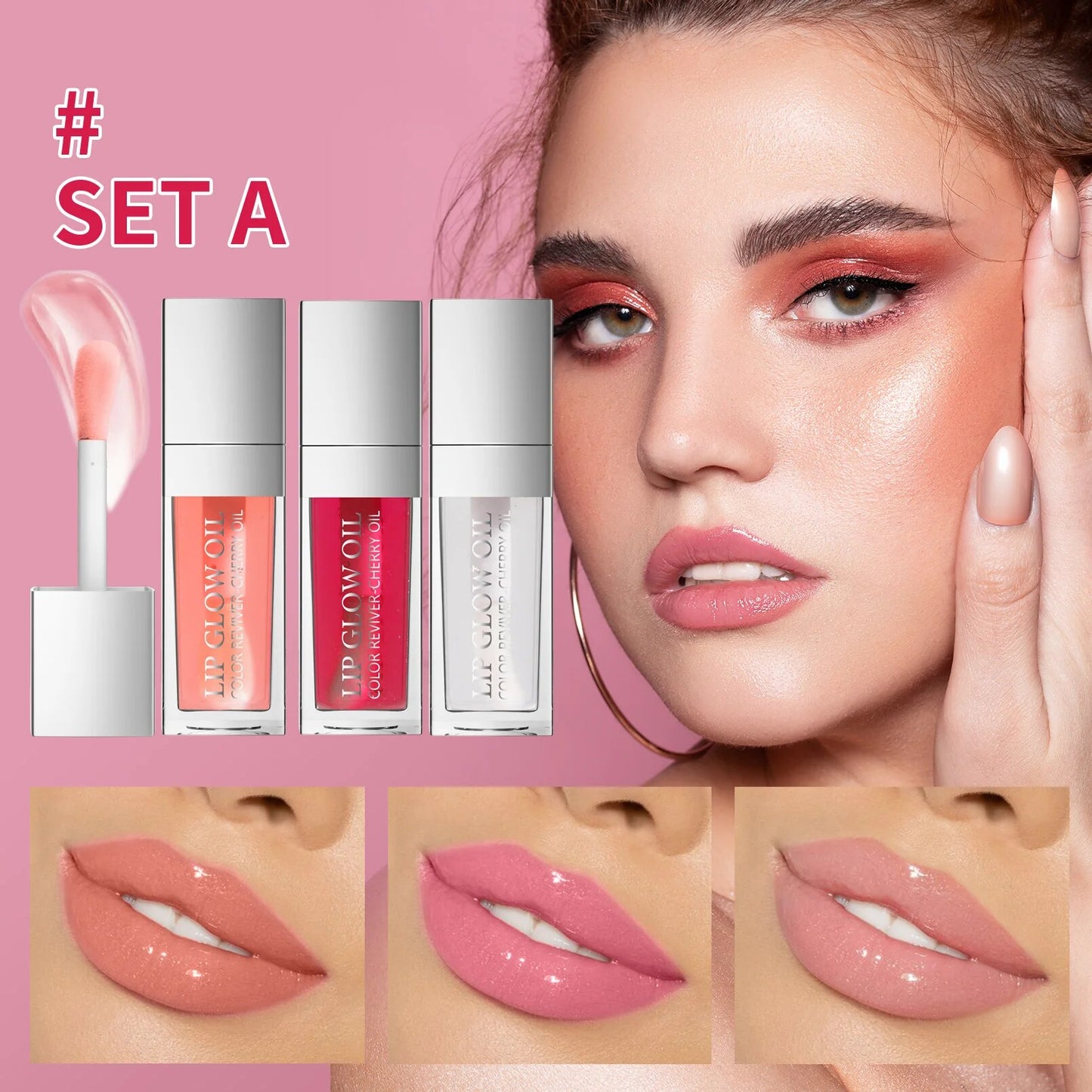 Crystal Jelly Moisturizing Lip Oil Set, Plumping Lip Gloss Makeup, Sexy Plump Lip Glow Oil, Tinted Lip Plumper Set