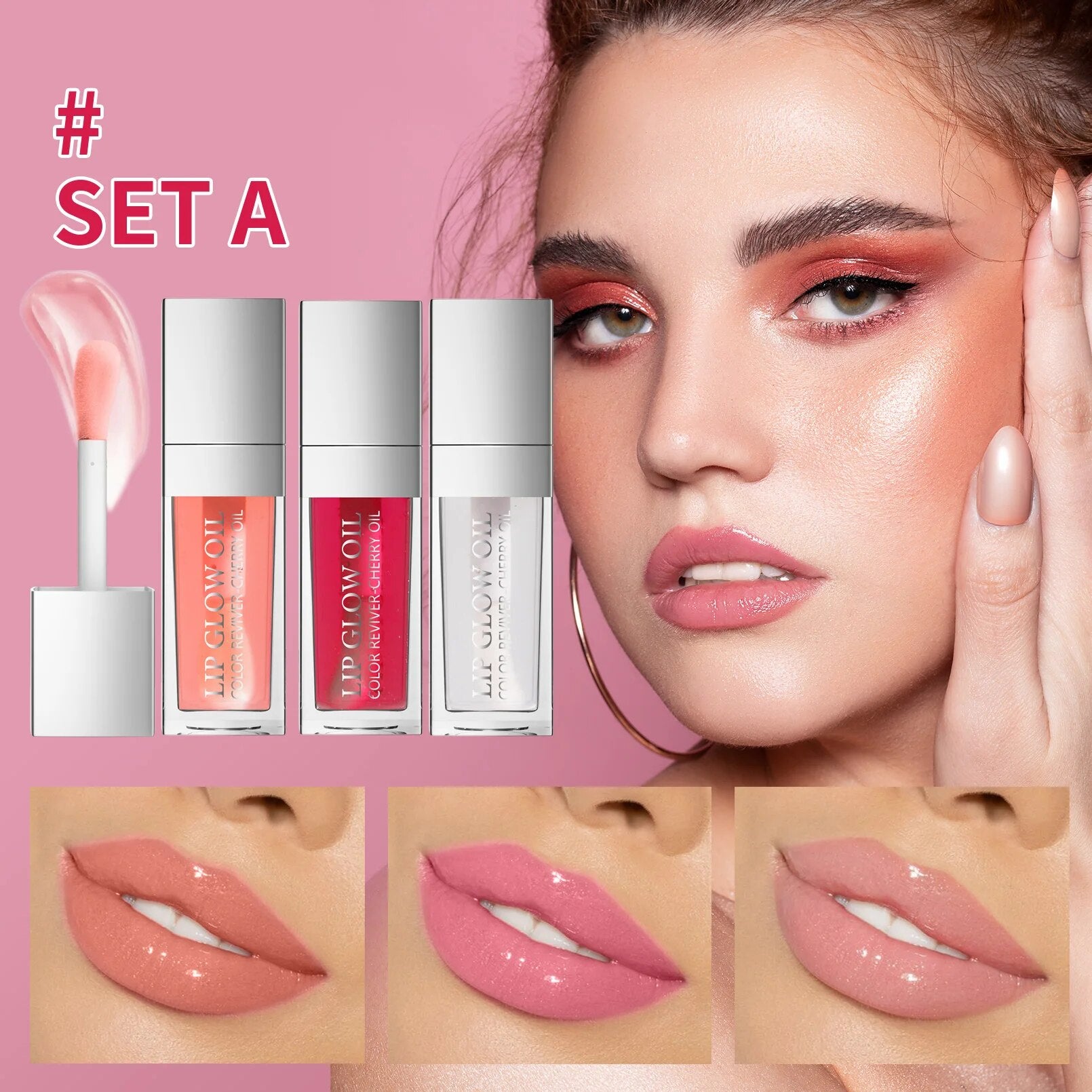 Crystal Jelly Moisturizing Lip Oil Set, Plumping Lip Gloss Makeup, Sexy Plump Lip Glow Oil, Tinted Lip Plumper Set