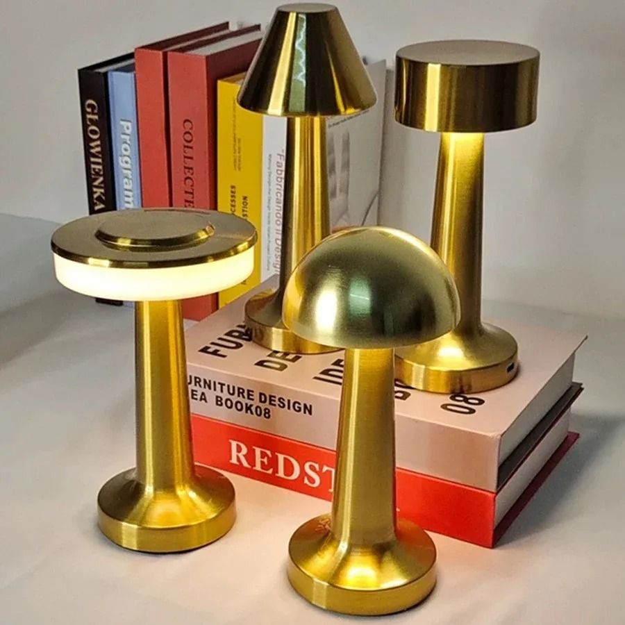 LED Touch Table Lamp Rechargeable Retro Metal Desk Light for Bedroom Coffee Shop or Study Decor Lighting