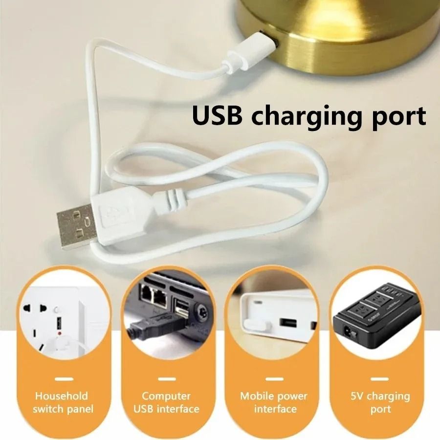 LED Touch Table Lamp Rechargeable Retro Metal Desk Light For Bedroom Coffee Shop Or Study Decor Lig 5