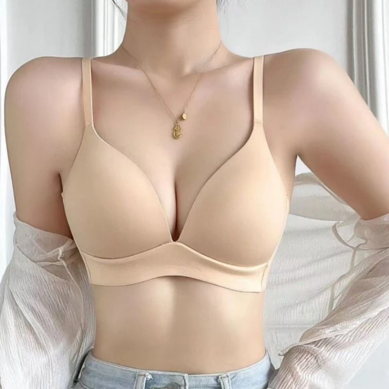 2Pcs Seamless Glossy Push Up Bras For Women Soft Bralette Lingerie Non Wire Comfortable Support S T 1