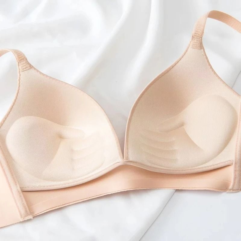 2Pcs Seamless Glossy Push Up Bras For Women Soft Bralette Lingerie Non Wire Comfortable Support S T 4