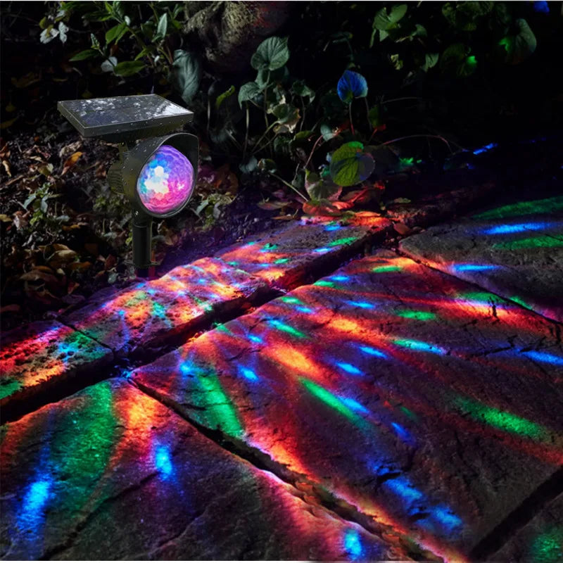 Waterproof Solar Rotating Projection Lamp for Lawn, Creative Outdoor Villa Garden Decoration Atmosphere Light