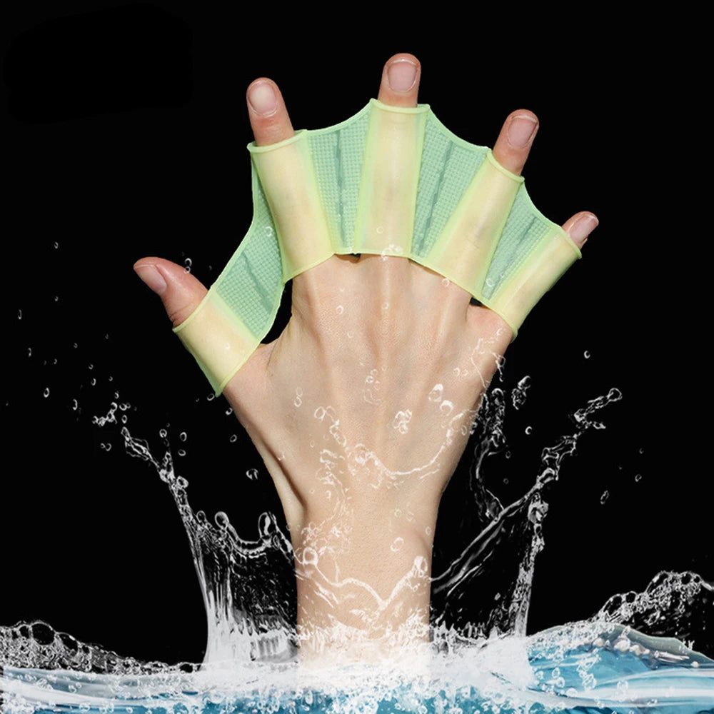 Silicone Hand Webbed Gloves Paddles Swim Flippers For Training Finger Fins For Men Women  Children 1
