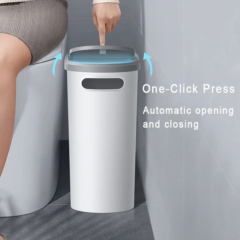 Slim 10L Press Lid Bathroom Trash Can With Lid For Kitchen Bedroom Gap Storage Waste Bin With Space 1