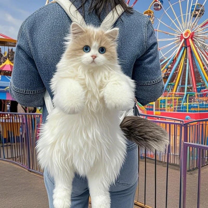 Plush Kitten Backpack for Kids with Soft Ears and Adorable 3D Design for School and Travel