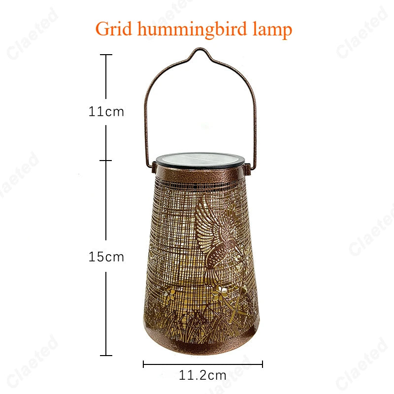 LED Solar Hollow Iron Lantern Outdoor Light, Garden Courtyard Projection, Decorative Hanging Lawn Atmosphere Lamp