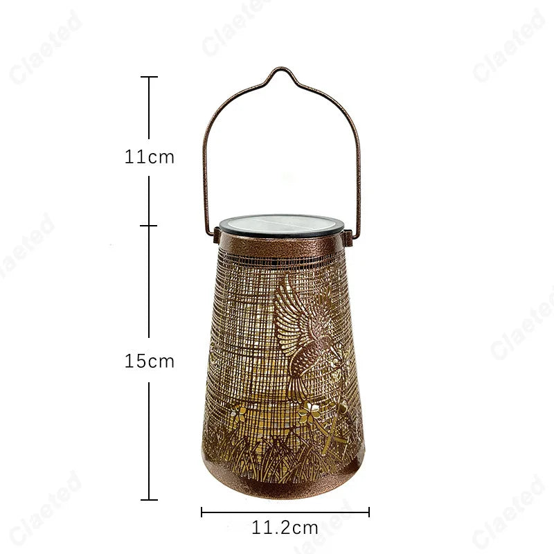 LED Solar Hollow Iron Lantern Outdoor Light, Garden Courtyard Projection, Decorative Hanging Lawn Atmosphere Lamp