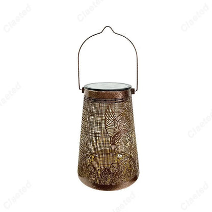 LED Solar Hollow Iron Lantern Outdoor Light, Garden Courtyard Projection, Decorative Hanging Lawn Atmosphere Lamp