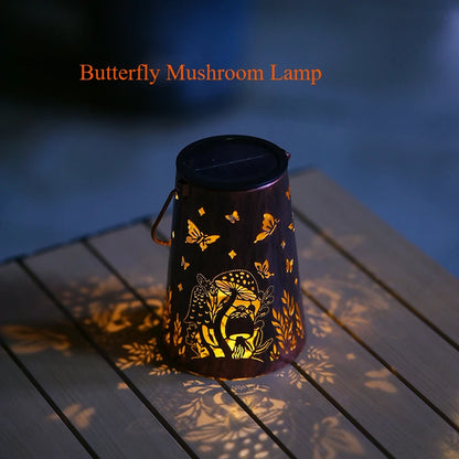 LED Solar Hollow Iron Lantern Outdoor Light, Garden Courtyard Projection, Decorative Hanging Lawn Atmosphere Lamp