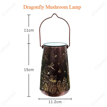LED Solar Hollow Iron Lantern Outdoor Light, Garden Courtyard Projection, Decorative Hanging Lawn Atmosphere Lamp