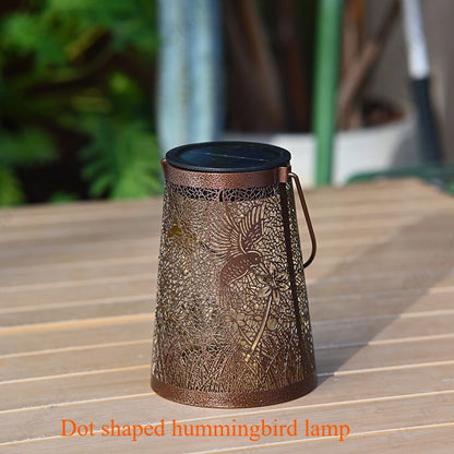 LED Solar Hollow Iron Lantern Outdoor Light, Garden Courtyard Projection, Decorative Hanging Lawn Atmosphere Lamp
