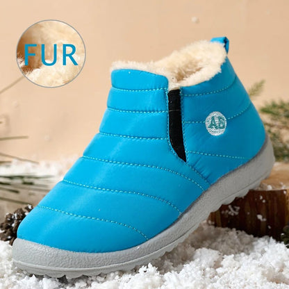 Waterproof Winter Children Snow Boots with Fur Lining Non-Slip Cotton Plush Warm Shoes for Girls and Boys