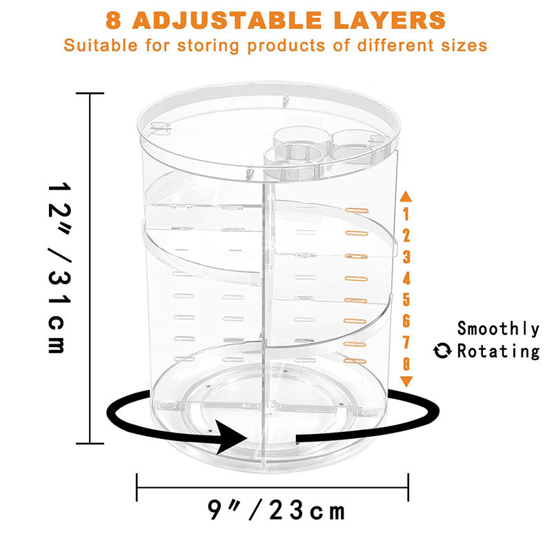 360° Rotating Makeup Organizer, Cosmetic Display Case with Brush Holder & Perfume Tray Storage Carousel for Vanity