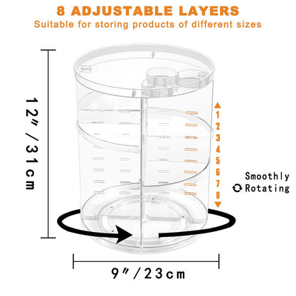 360° Rotating Makeup Organizer, Cosmetic Display Case with Brush Holder & Perfume Tray Storage Carousel for Vanity