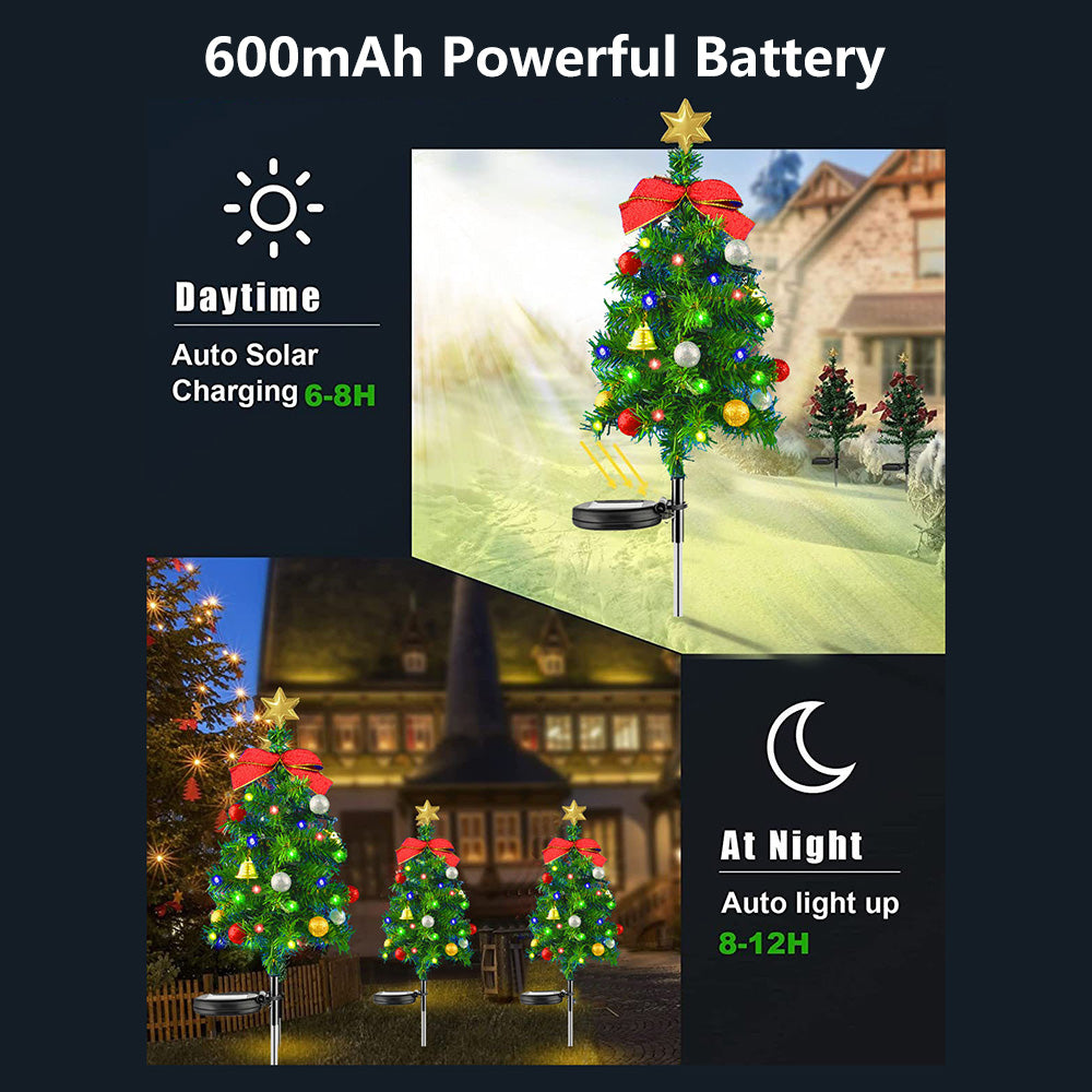 Outdoor Solar Christmas Tree Decor Lights, Waterproof LED Garden Lawn Lamps, Patio Landscape Xmas Holiday Lighting