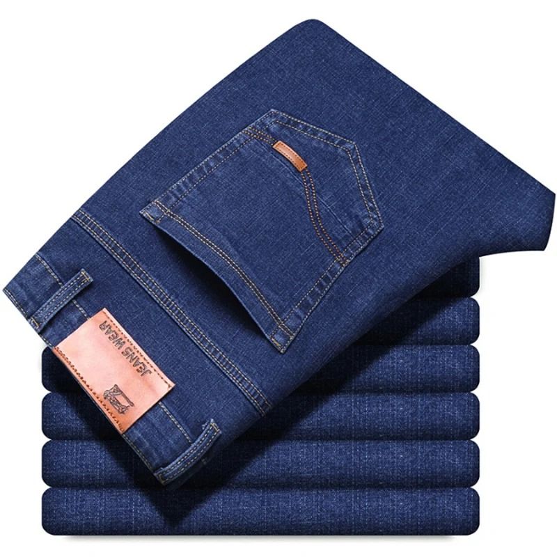 Men Stretch Slim Fit Casual Pants Comfortable Business Style Soft Straight Denim Look Trousers 6