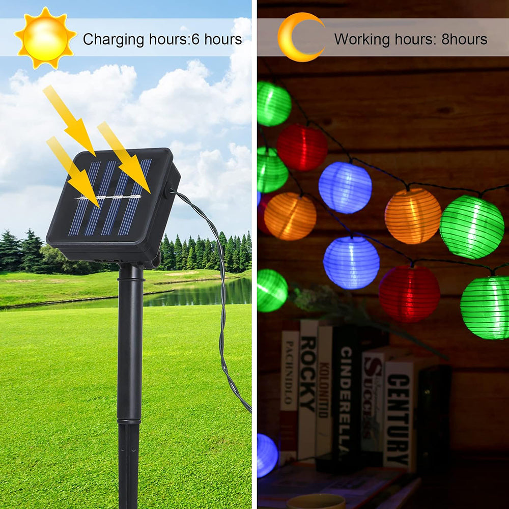 Waterproof Solar String Fairy Lights, 10 LED Color Lanterns, Outdoor Garland Lights for Garden Party Decor