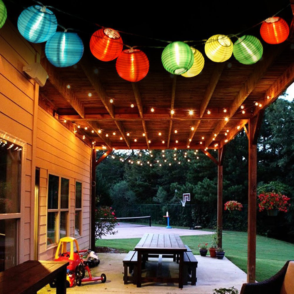 Waterproof Solar String Fairy Lights, 10 LED Color Lanterns, Outdoor Garland Lights for Garden Party Decor