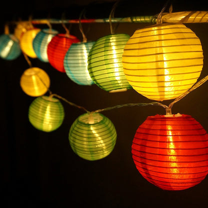 Waterproof Solar String Fairy Lights, 10 LED Color Lanterns, Outdoor Garland Lights for Garden Party Decor