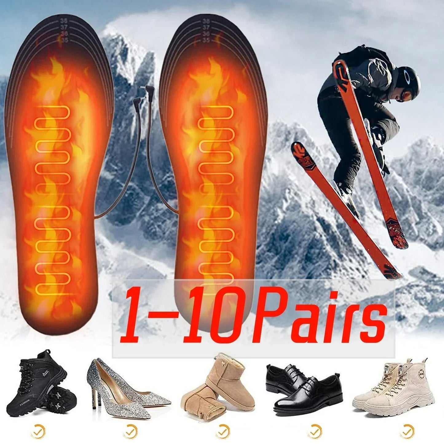Rechargeable USB Heated Shoe Insoles For Cold Weather Sports And Outdoor Warmth 2