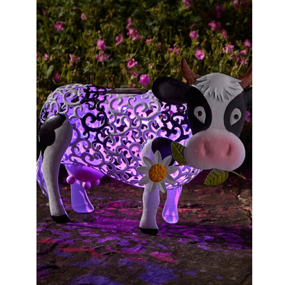 LED Cow Solar Lantern Garden Ornaments, Animal Design Yard Lights, Indoor Home Bedroom Decoration Landscaping Light