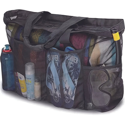 Breathable Mesh Tote With Zipper  Side Pockets Extra Large Mesh Beach Bag For Pool Travel  Scuba Di 2