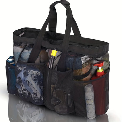 Breathable Mesh Tote With Zipper  Side Pockets Extra Large Mesh Beach Bag For Pool Travel  Scuba Di 1