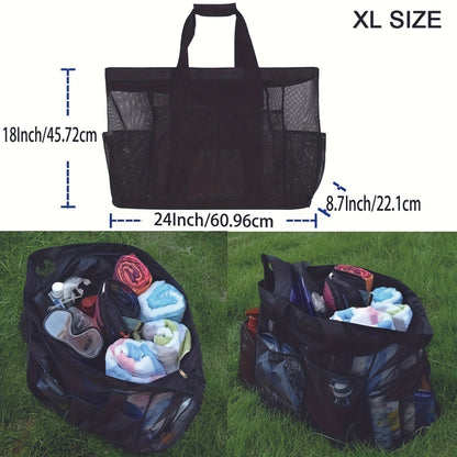 Breathable Mesh Tote With Zipper  Side Pockets Extra Large Mesh Beach Bag For Pool Travel  Scuba Di 3
