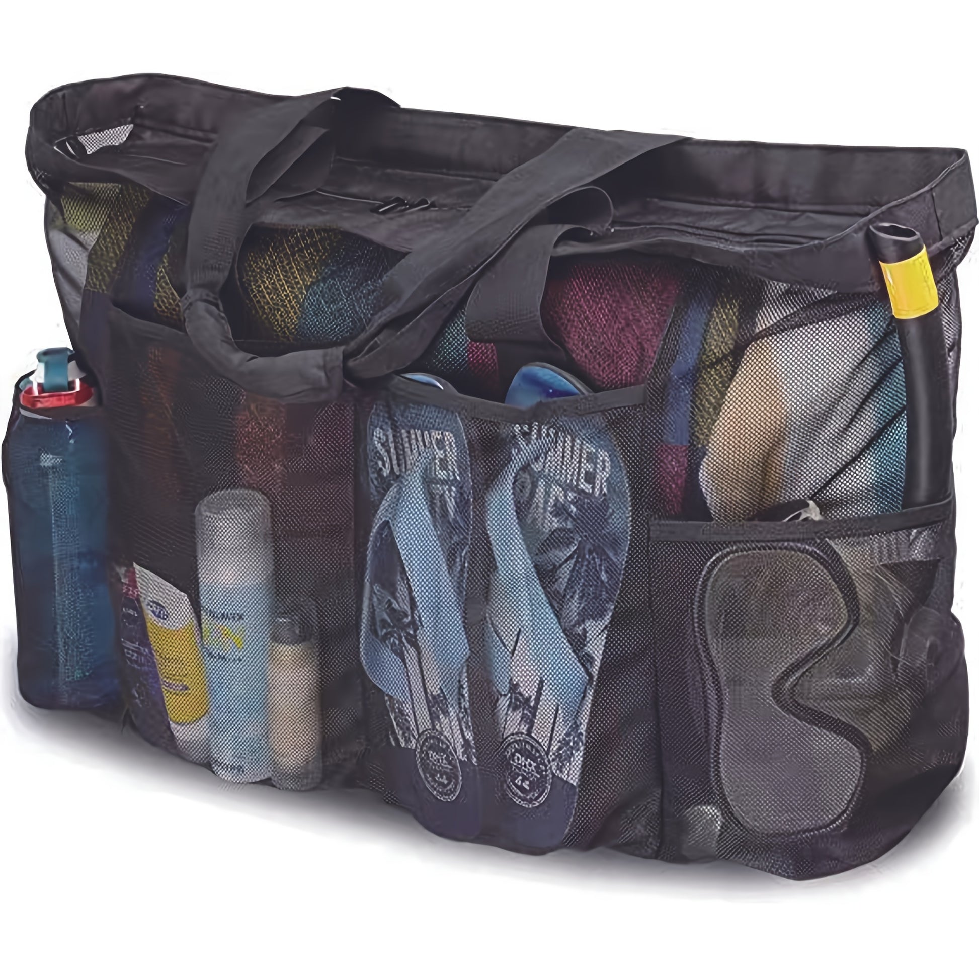 Breathable Mesh Tote With Zipper  Side Pockets Extra Large Mesh Beach Bag For Pool Travel  Scuba Di 6