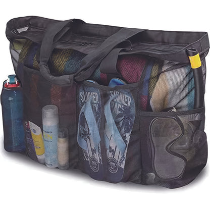 Breathable Mesh Tote With Zipper  Side Pockets Extra Large Mesh Beach Bag For Pool Travel  Scuba Di 6