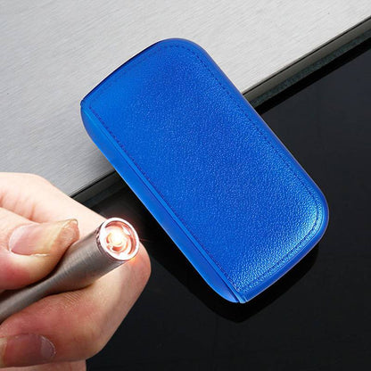 Mens Exquisite Imitation Leather Cigarette Case with USB Tungsten Electronic Lighter – Stylish & Functional Gift