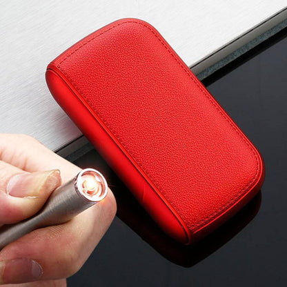 Mens Exquisite Imitation Leather Cigarette Case with USB Tungsten Electronic Lighter – Stylish & Functional Gift