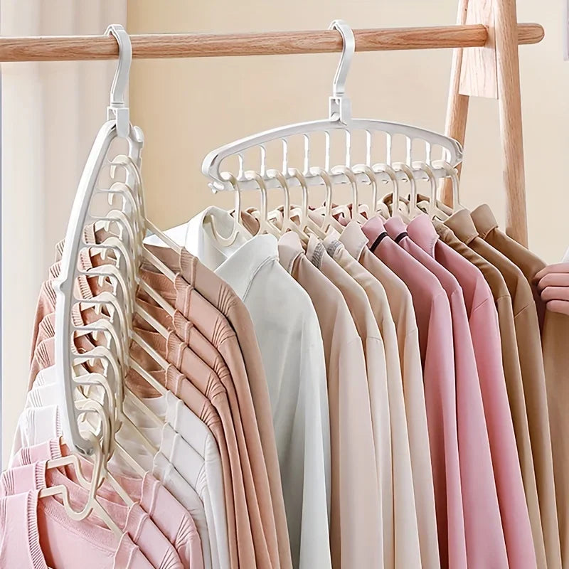 Foldable Multi-Hole Clothes Hanger, Non-Slip Space Saving Storage Rack for Wardrobe, Jeans, Trousers & Scarf Organizer
